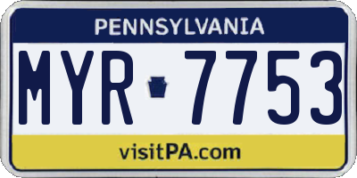 PA license plate MYR7753