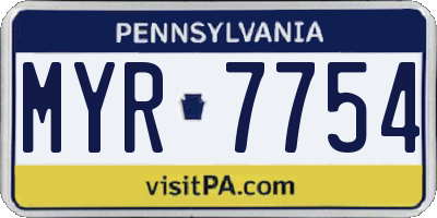 PA license plate MYR7754