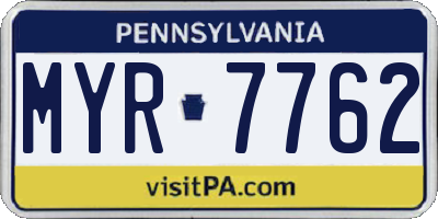PA license plate MYR7762