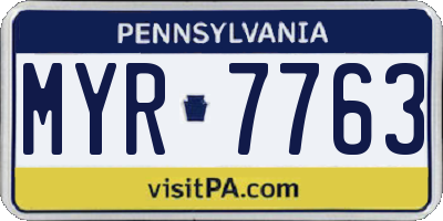 PA license plate MYR7763