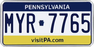 PA license plate MYR7765