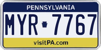 PA license plate MYR7767