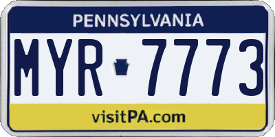 PA license plate MYR7773