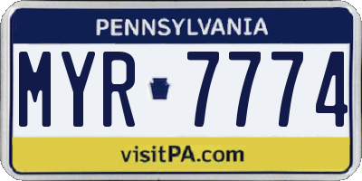 PA license plate MYR7774