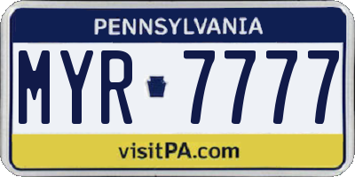 PA license plate MYR7777