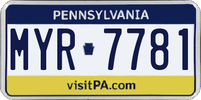 PA license plate MYR7781