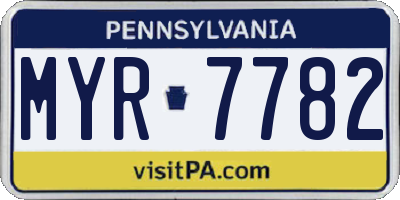 PA license plate MYR7782