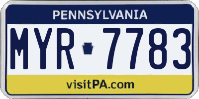PA license plate MYR7783