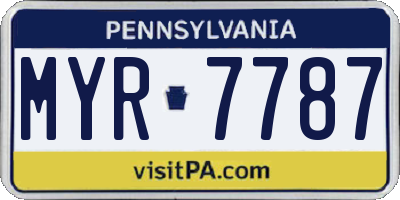 PA license plate MYR7787