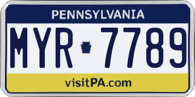 PA license plate MYR7789