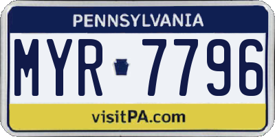PA license plate MYR7796
