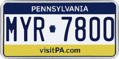 PA license plate MYR7800