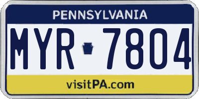 PA license plate MYR7804