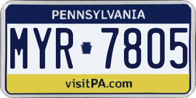 PA license plate MYR7805