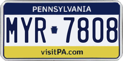 PA license plate MYR7808
