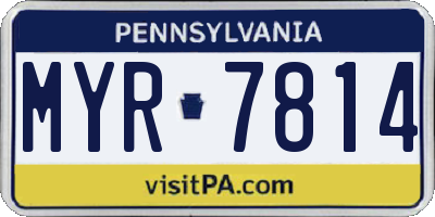 PA license plate MYR7814