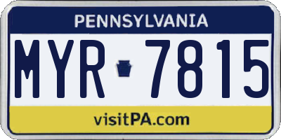 PA license plate MYR7815
