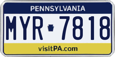 PA license plate MYR7818