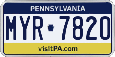 PA license plate MYR7820