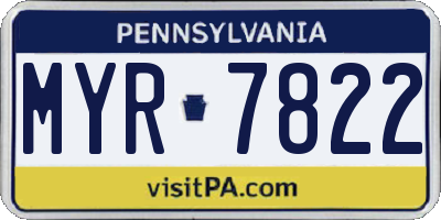 PA license plate MYR7822