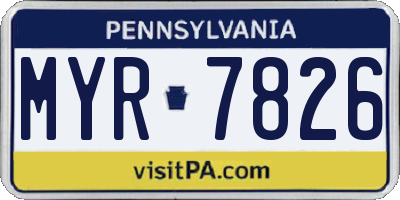 PA license plate MYR7826