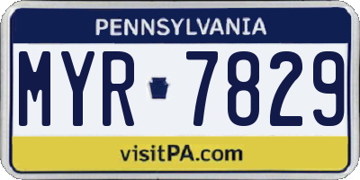 PA license plate MYR7829