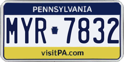 PA license plate MYR7832
