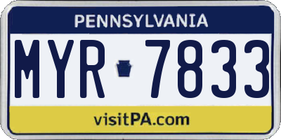PA license plate MYR7833