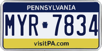 PA license plate MYR7834
