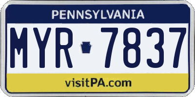 PA license plate MYR7837