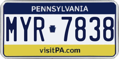 PA license plate MYR7838