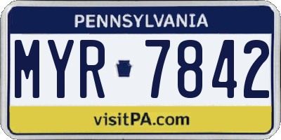 PA license plate MYR7842