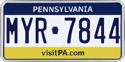 PA license plate MYR7844