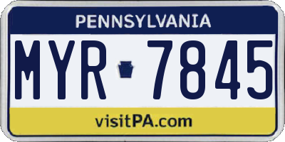 PA license plate MYR7845