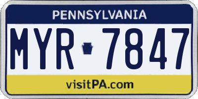 PA license plate MYR7847
