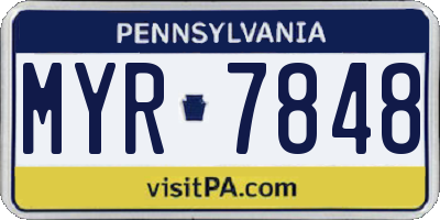 PA license plate MYR7848
