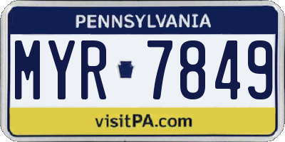 PA license plate MYR7849