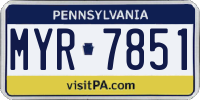 PA license plate MYR7851