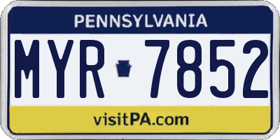 PA license plate MYR7852