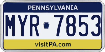 PA license plate MYR7853