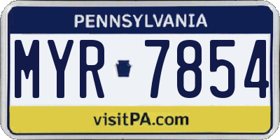 PA license plate MYR7854