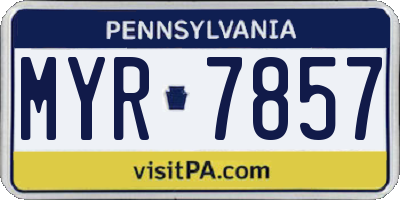 PA license plate MYR7857