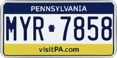 PA license plate MYR7858