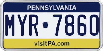 PA license plate MYR7860