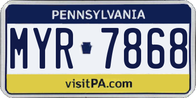 PA license plate MYR7868
