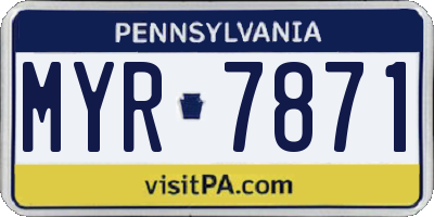 PA license plate MYR7871