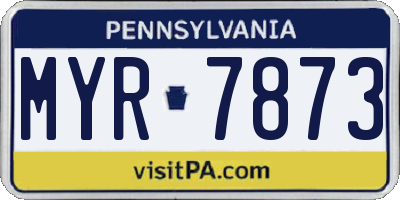 PA license plate MYR7873