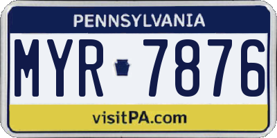 PA license plate MYR7876