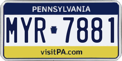 PA license plate MYR7881
