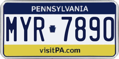 PA license plate MYR7890